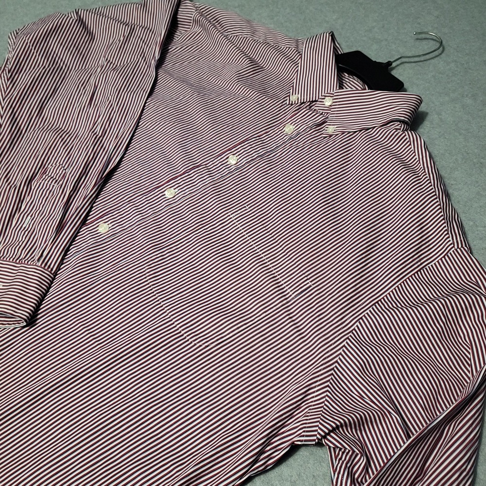 Roundtree & Yorke Trademark 2XT Red Navy Stripe Button-Down Shirt Tall